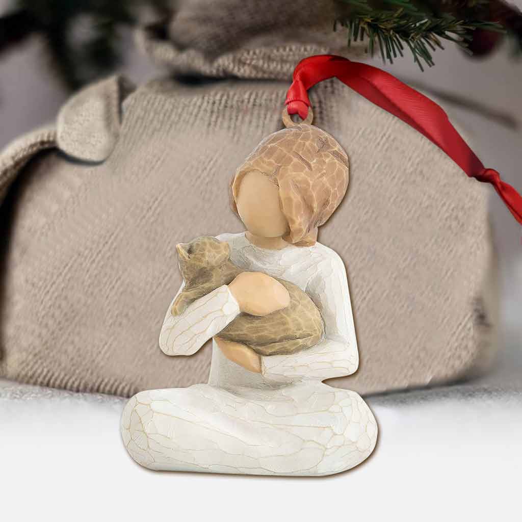 Katze und Mädchen – Weihnachtsschmuck (beidseitig bedruckt)