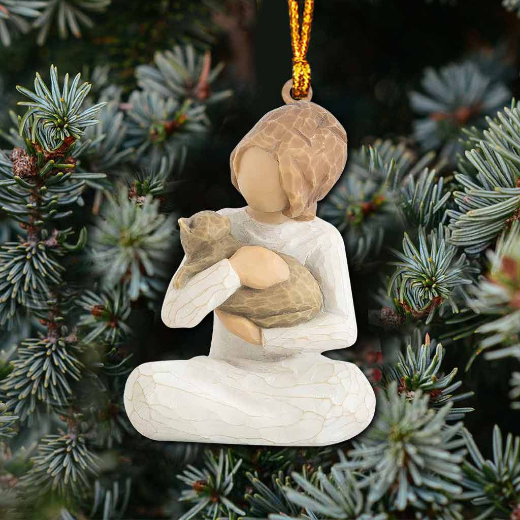 Katze und Mädchen – Weihnachtsschmuck (beidseitig bedruckt)