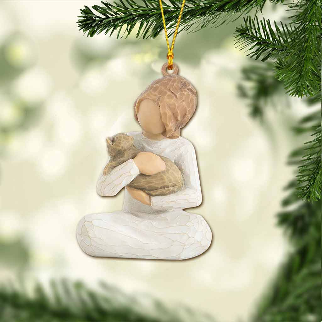Katze und Mädchen – Weihnachtsschmuck (beidseitig bedruckt)