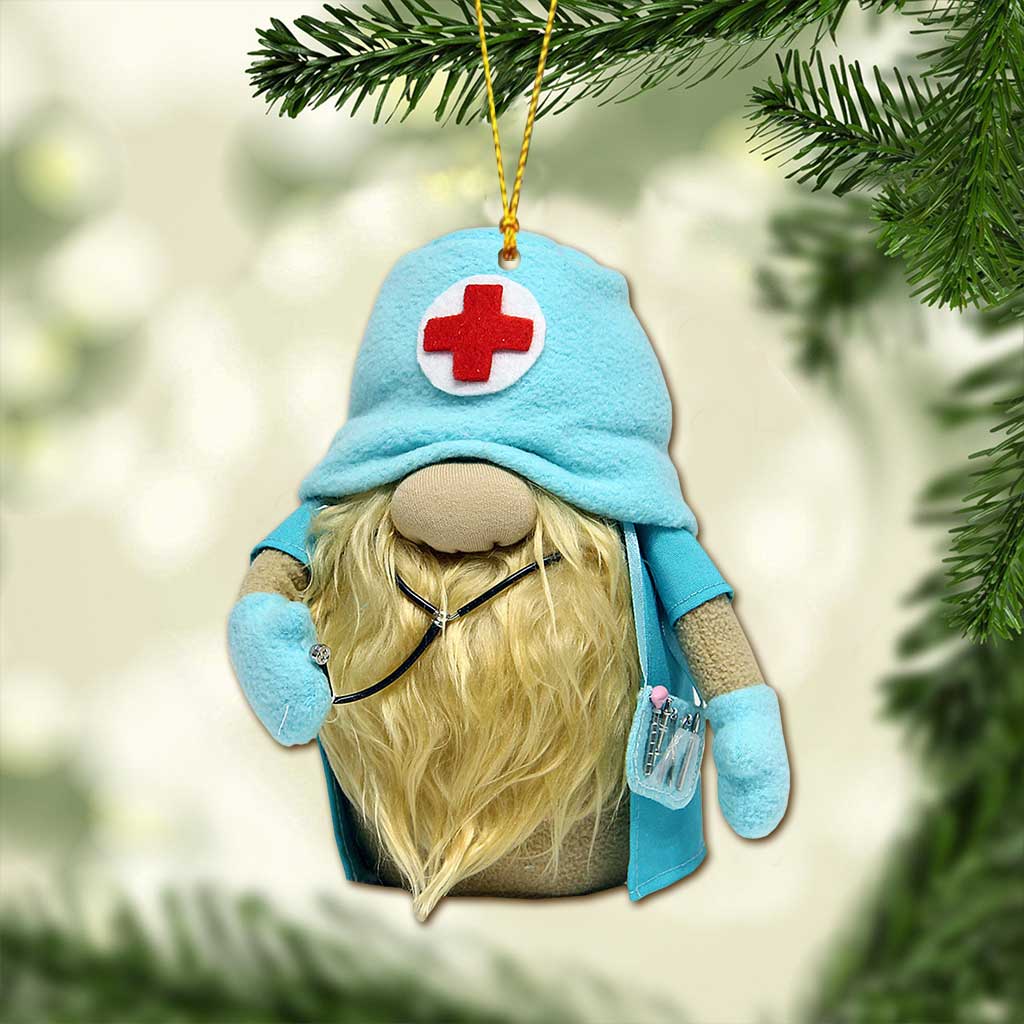 Weihnachtsschmuck „Gnome Nurse“ (beidseitig bedruckt)