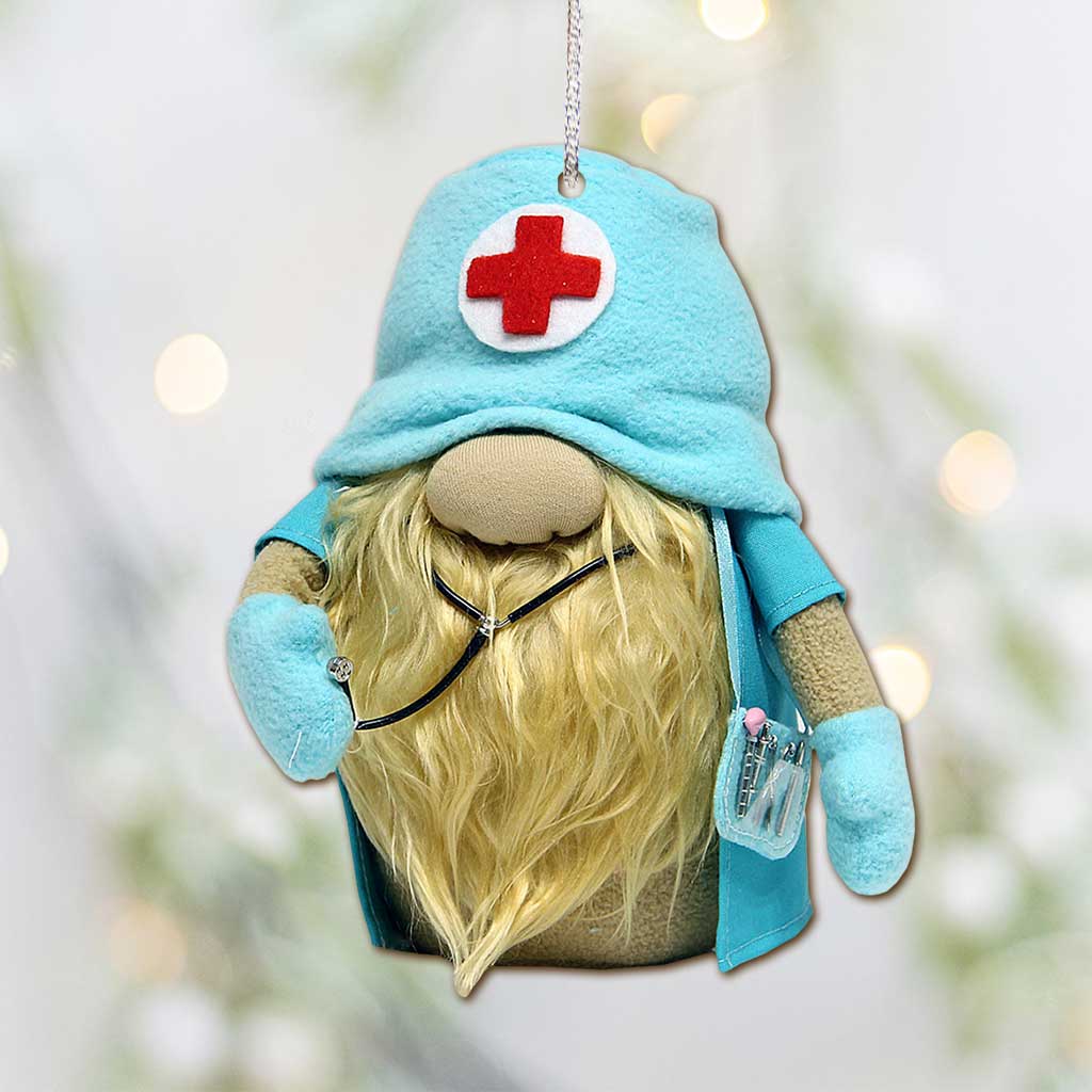 Weihnachtsschmuck „Gnome Nurse“ (beidseitig bedruckt)