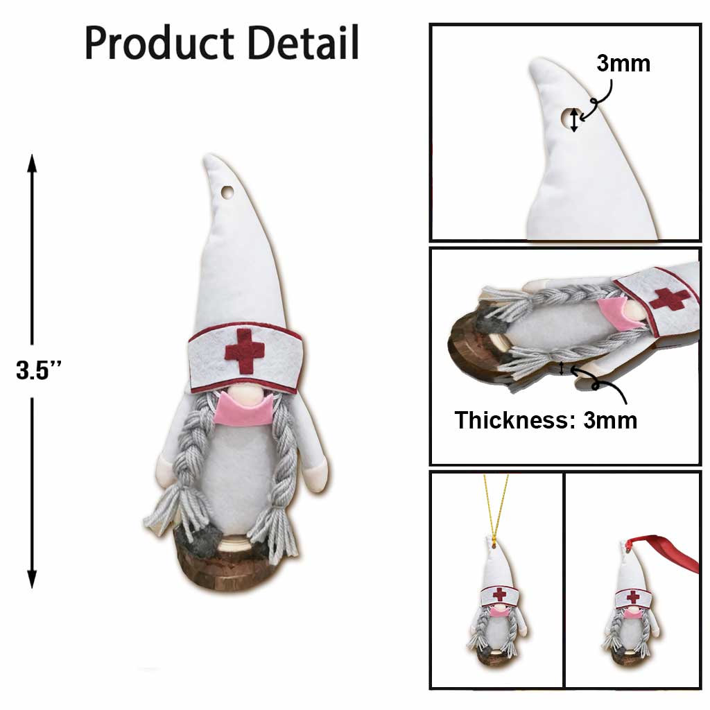 Weihnachtsschmuck „Gnome Nurse“ (beidseitig bedruckt)