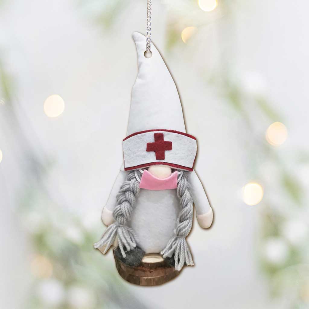 Weihnachtsschmuck „Gnome Nurse“ (beidseitig bedruckt)