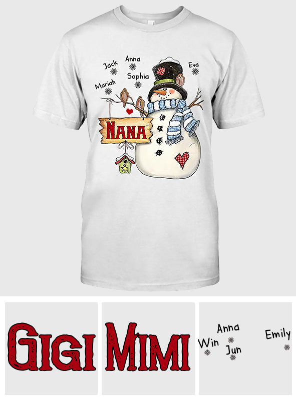Nana Snowman – Personalisiertes Oma-T-Shirt und Hoodie