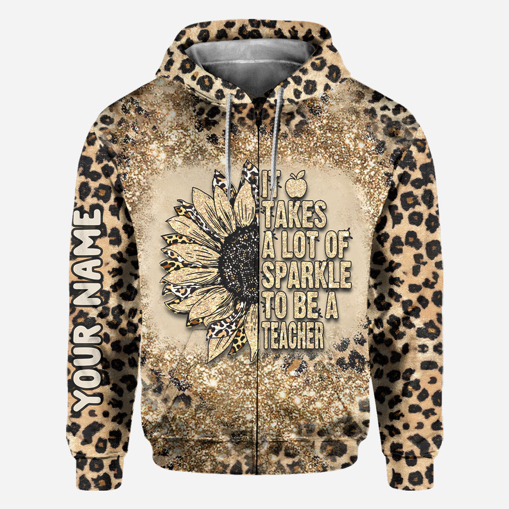 Sei ein Lehrer – Personalisiertes T-Shirt und Hoodie mit Glitzer-Imitat-Print