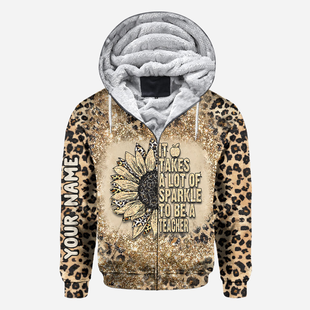 Sei ein Lehrer – Personalisiertes T-Shirt und Hoodie mit Glitzer-Imitat-Print