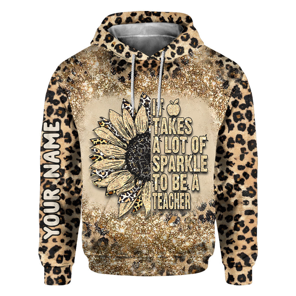 Sei ein Lehrer – Personalisiertes T-Shirt und Hoodie mit Glitzer-Imitat-Print