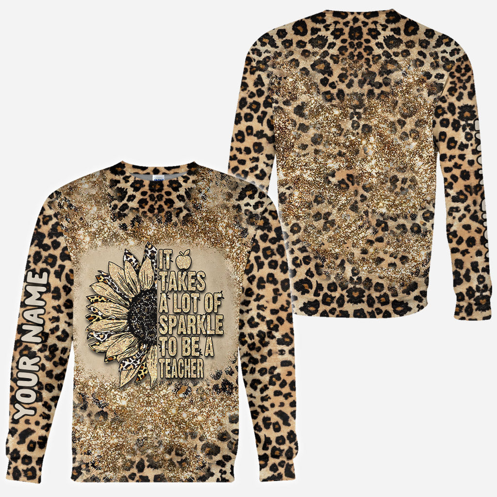 Sei ein Lehrer – Personalisiertes T-Shirt und Hoodie mit Glitzer-Imitat-Print