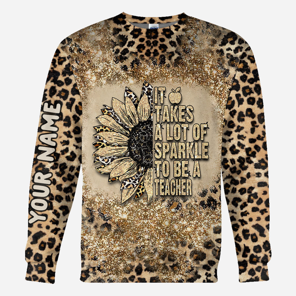 Sei ein Lehrer – Personalisiertes T-Shirt und Hoodie mit Glitzer-Imitat-Print