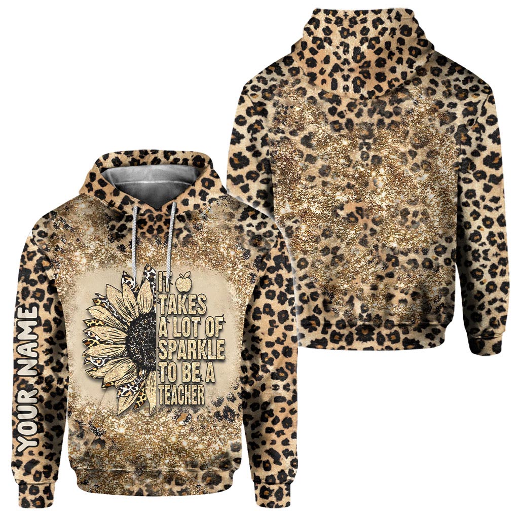 Sei ein Lehrer – Personalisiertes T-Shirt und Hoodie mit Glitzer-Imitat-Print