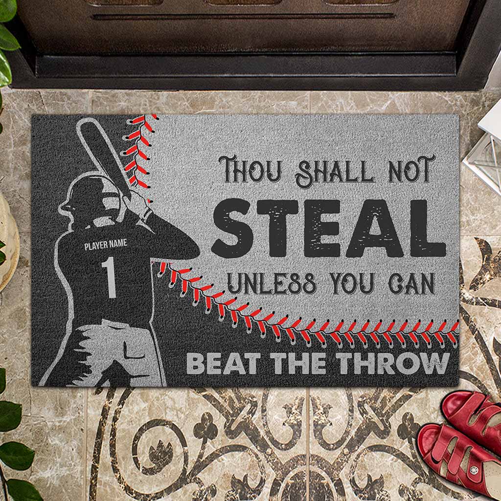 Thou Shall Not Steal - Personalized Baseball Doormat