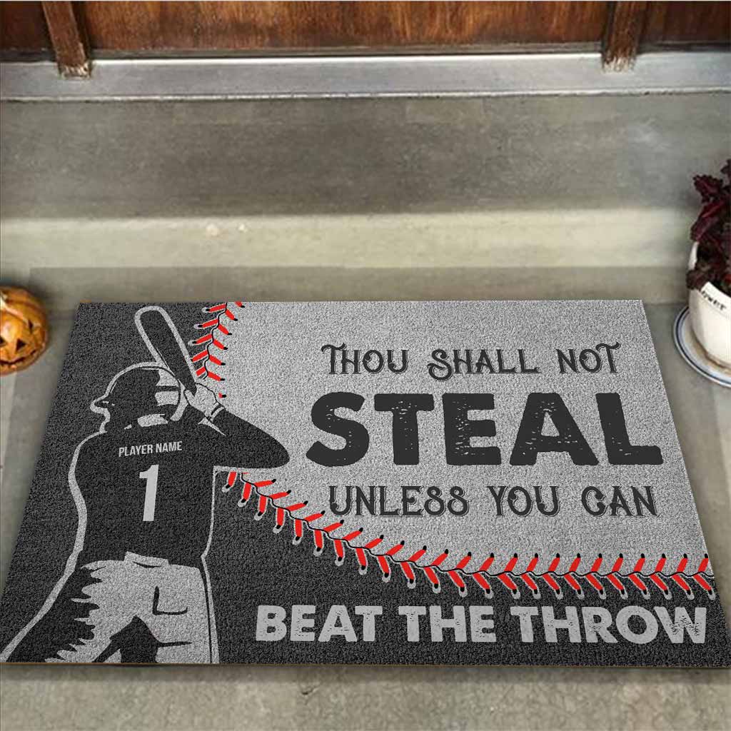 Thou Shall Not Steal - Personalized Baseball Doormat