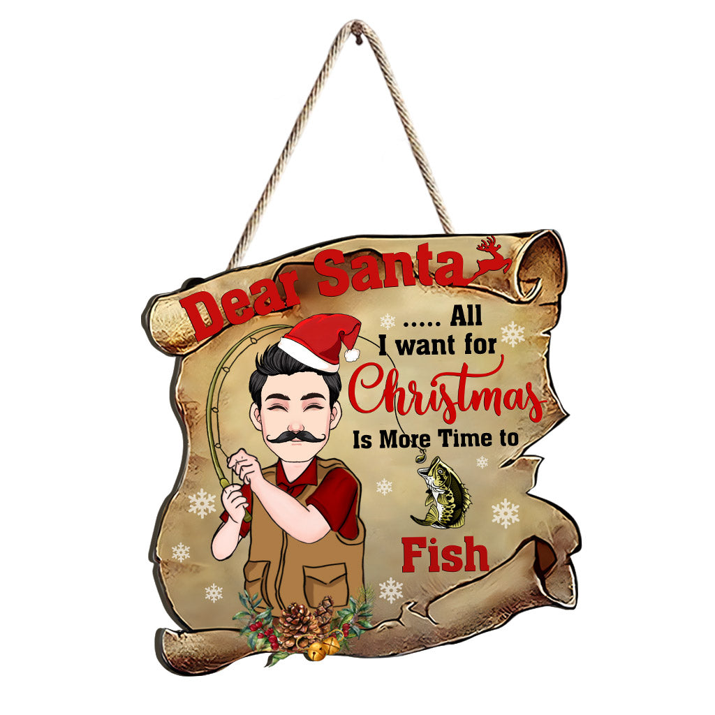 Lieber Weihnachtsmann - Personalisiertes Angel-Holzschild
