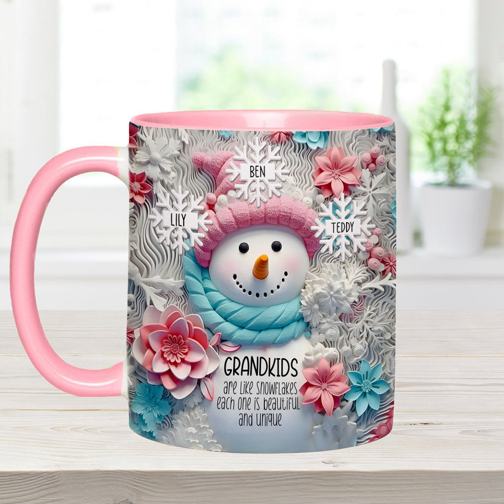 Enkelkinder sind wie Schneeflocken – Geschenk für Oma – Personalisierte Tasse mit Akzent