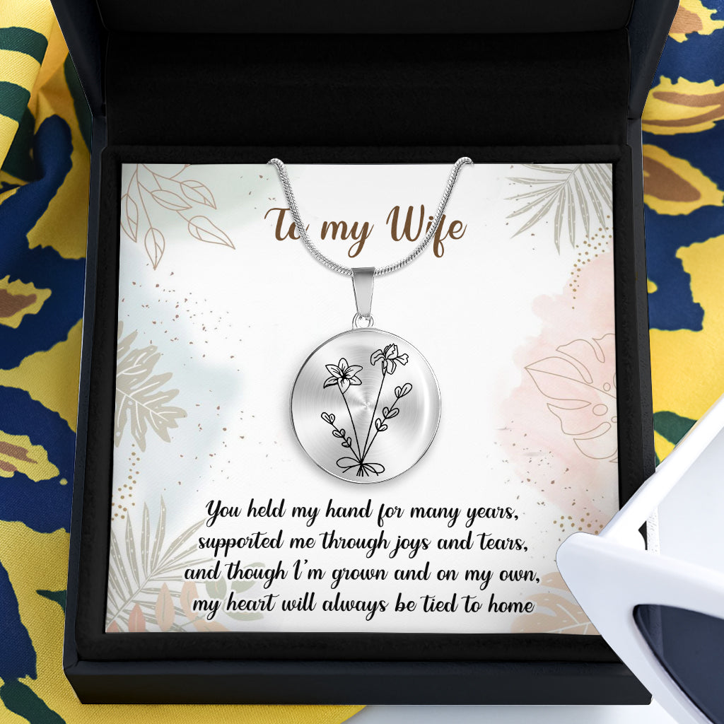 Geburtstagsblume – Geschenk für Mama, Ehefrau, Freundin, Oma – Personalisierte runde Anhängerkette