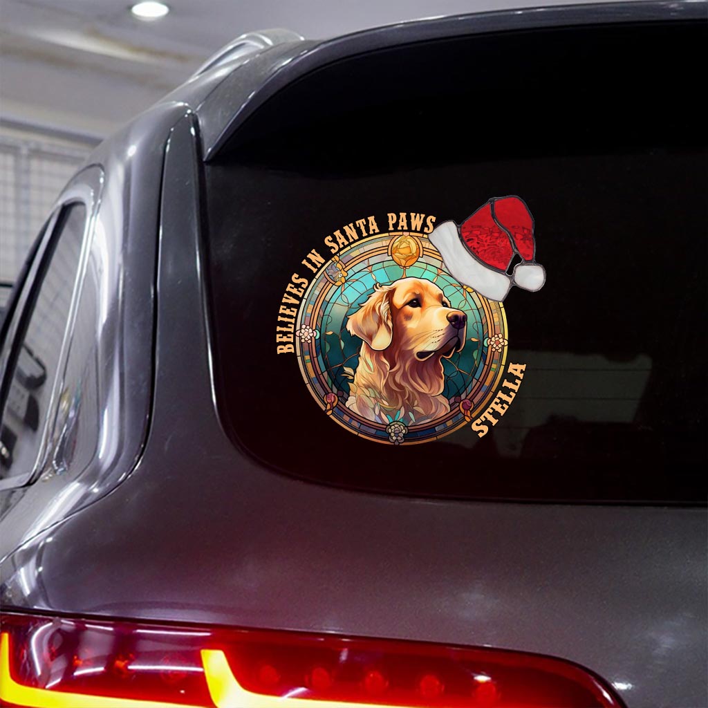 Glaubt an Weihnachtsmannpfoten – Personalisierter Hunde-Aufkleber (gestanzt)