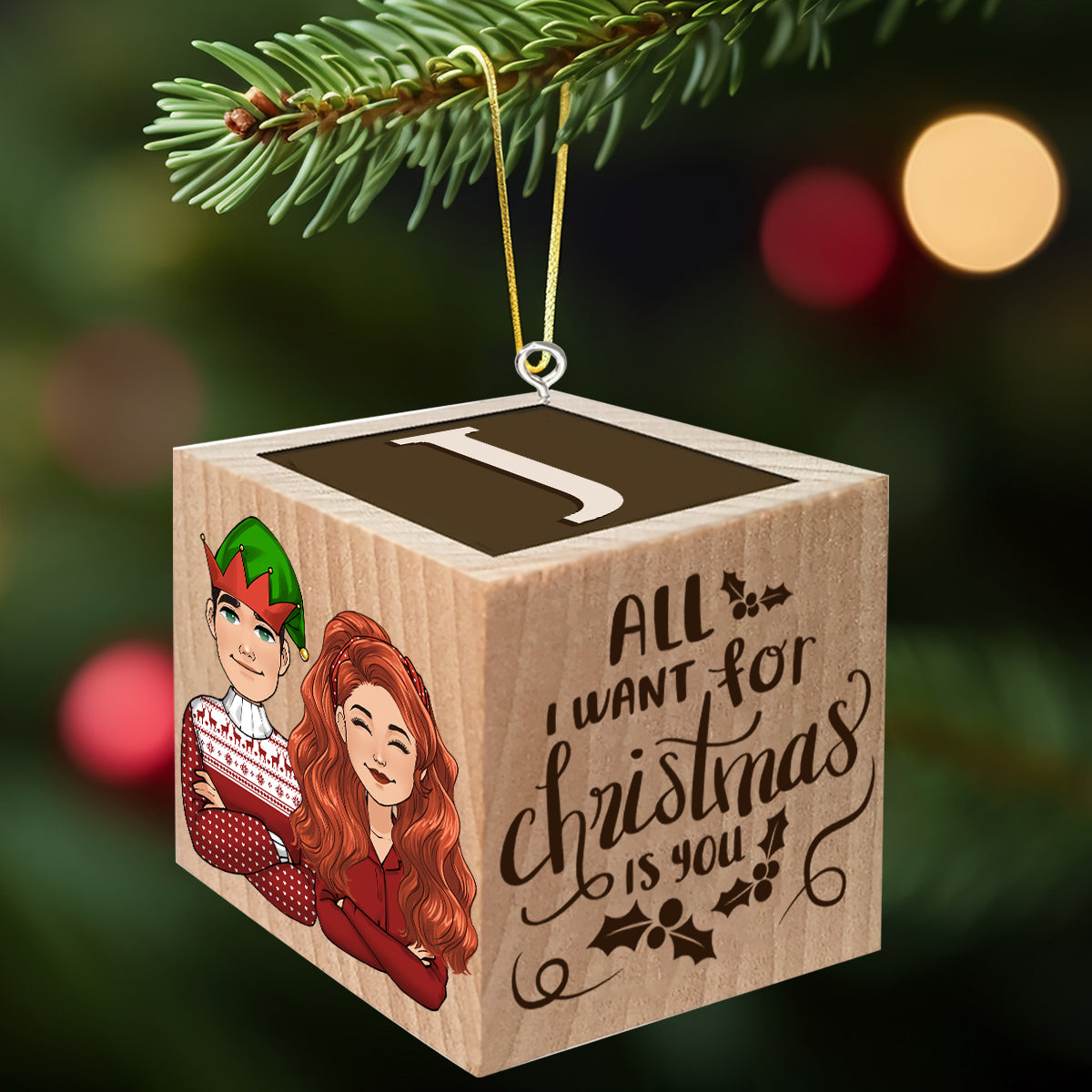 Weihnachtsschmuck „Alles, was ich mir zu Weihnachten wünsche, bist du“ – personalisiertes Weihnachtsschmuck-Set – Geschenk für Freundin, Freund, Ehefrau, Ehemann