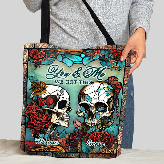 Skull Couple - Skull gift for husband, wife, boyfriend, girlfriend - Personalized Tote Bag