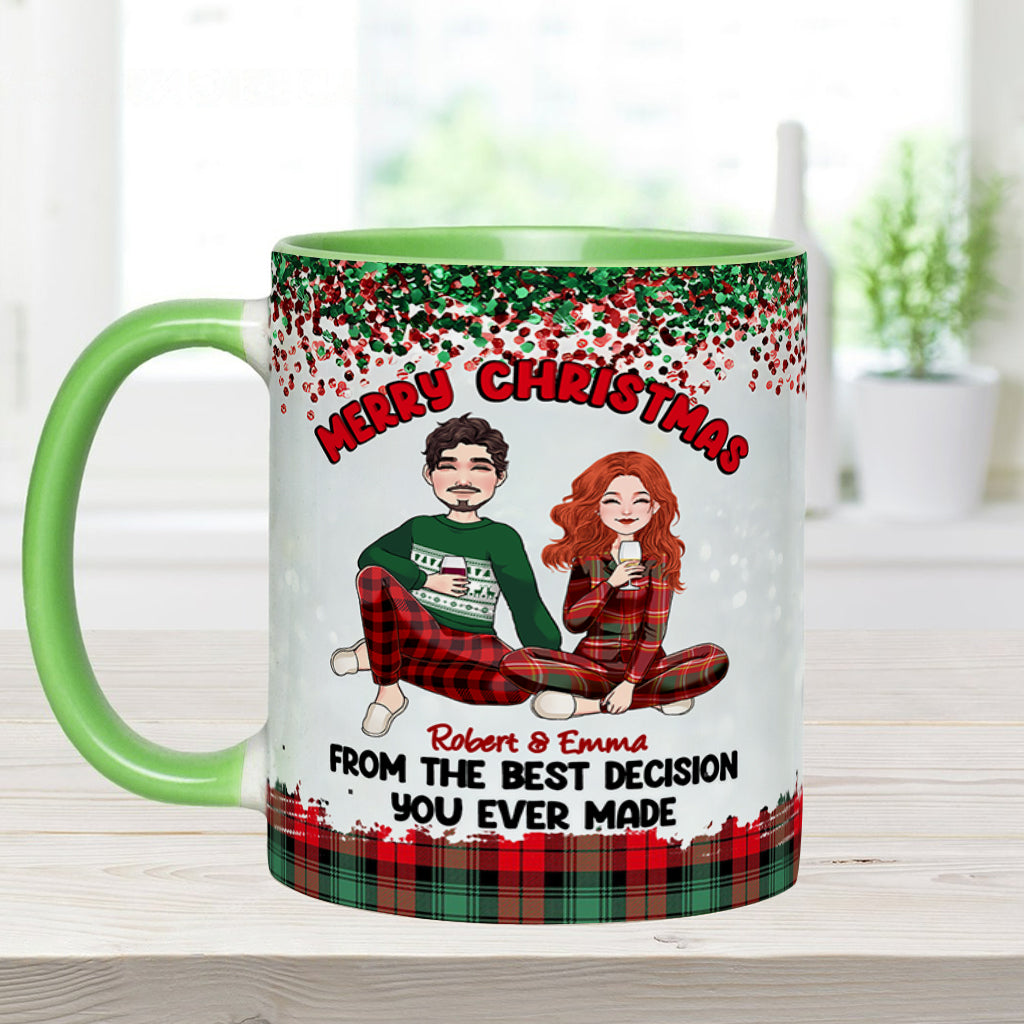 Fröhliche Weihnachten von der besten Entscheidung, die du je getroffen hast – personalisierte Tasse für Paare