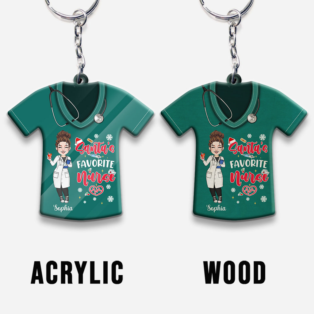 Santas Lieblingskrankenschwester – Personalisierter Krankenschwester-Schlüsselanhänger