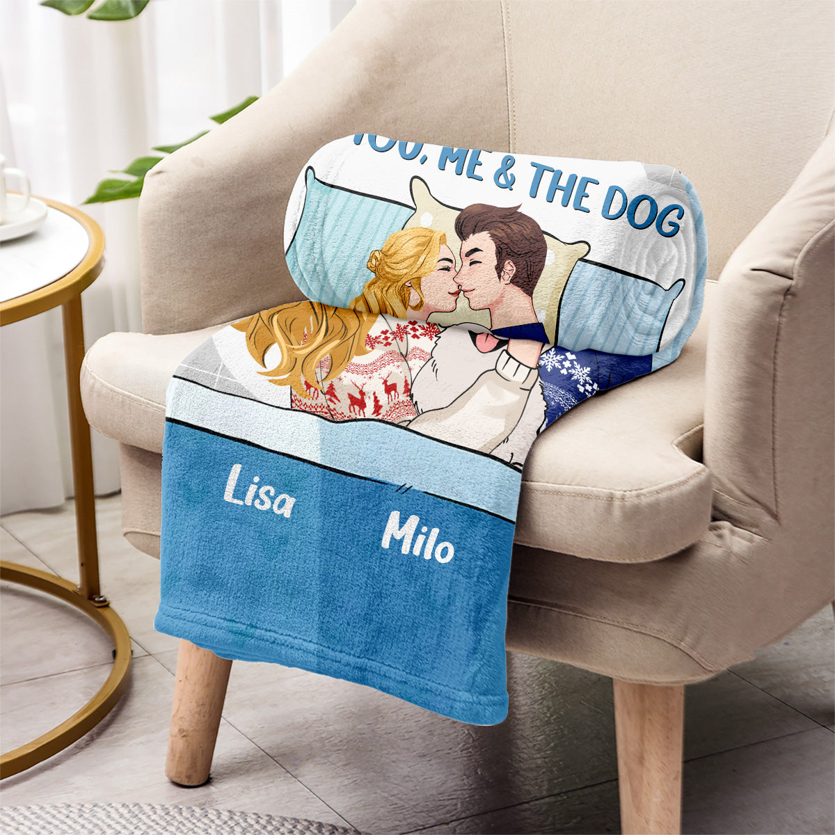 Du, ich und der Hund/die Katze – Geschenk für Hunde- und Katzenliebhaber – personalisierte Decke