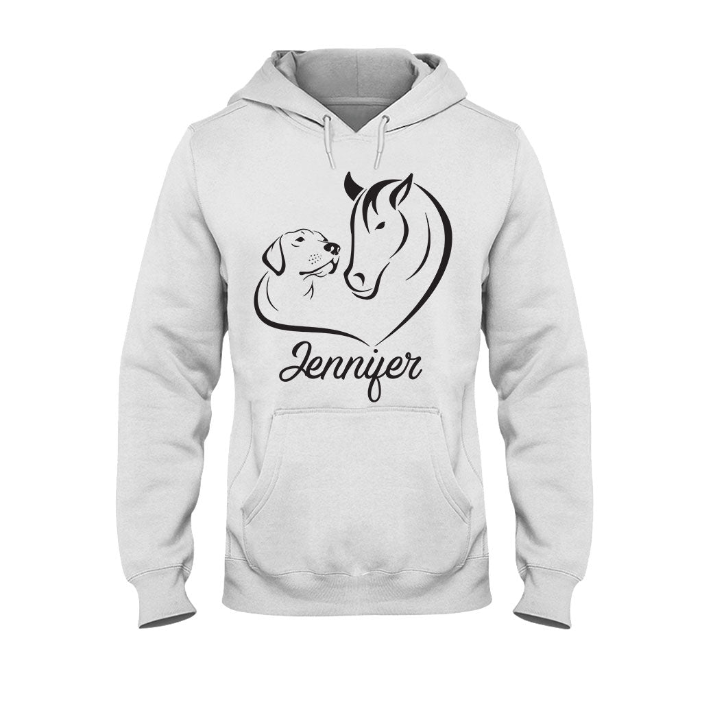 Pferd und Hund – Personalisiertes Pferde-T-Shirt und Hoodie