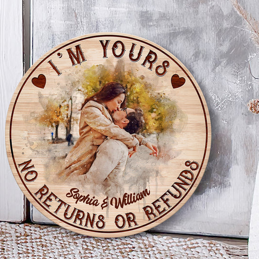 I’m Yours - Personalized Couple Round Wood Sign