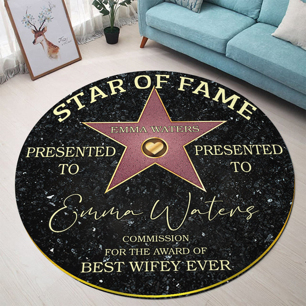 Star Of Fame Best Wifey Hubby Girlfriend Boyfriend Ever - Personalisierter runder Teppich für Paare