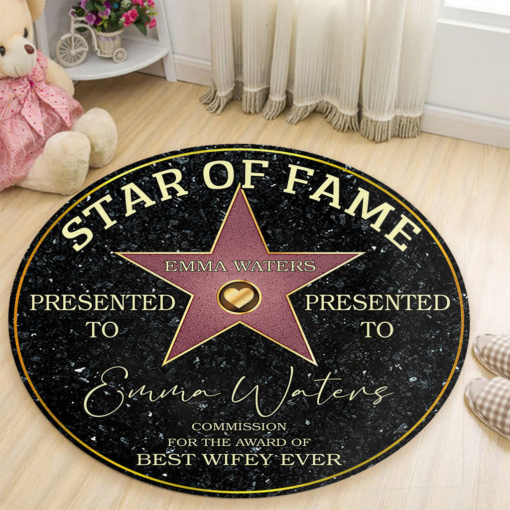 Star Of Fame Best Wifey Hubby Girlfriend Boyfriend Ever - Personalisierter runder Teppich für Paare