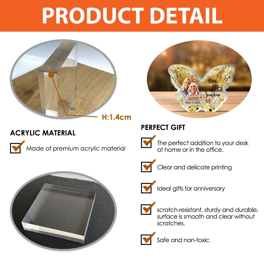 Du bist mein Sonnenschein – Personalisierte Acrylplakette in individueller Form für die Mutter