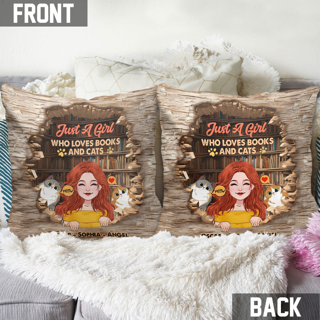 Ich liebe Bücher und Katzen – personalisiertes Buchkissen