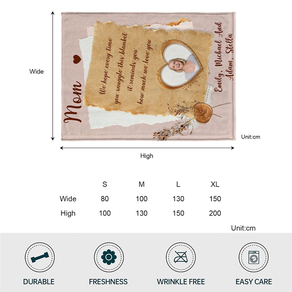 Oma Mama – Geschenk für Oma, Mama, Papa, Opa, Tante, Onkel, Schwester, Bruder, Ehemann, Ehefrau, Freundin – Personalisierte Decke