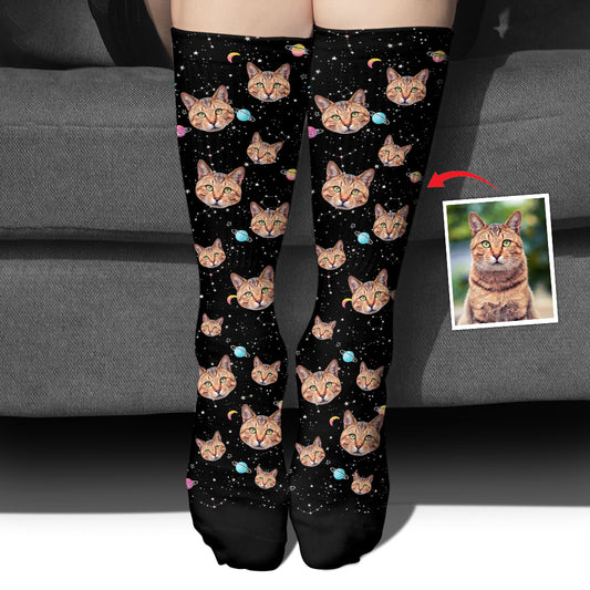 Custom Face Galaxy – Personalisierte Katzensocken