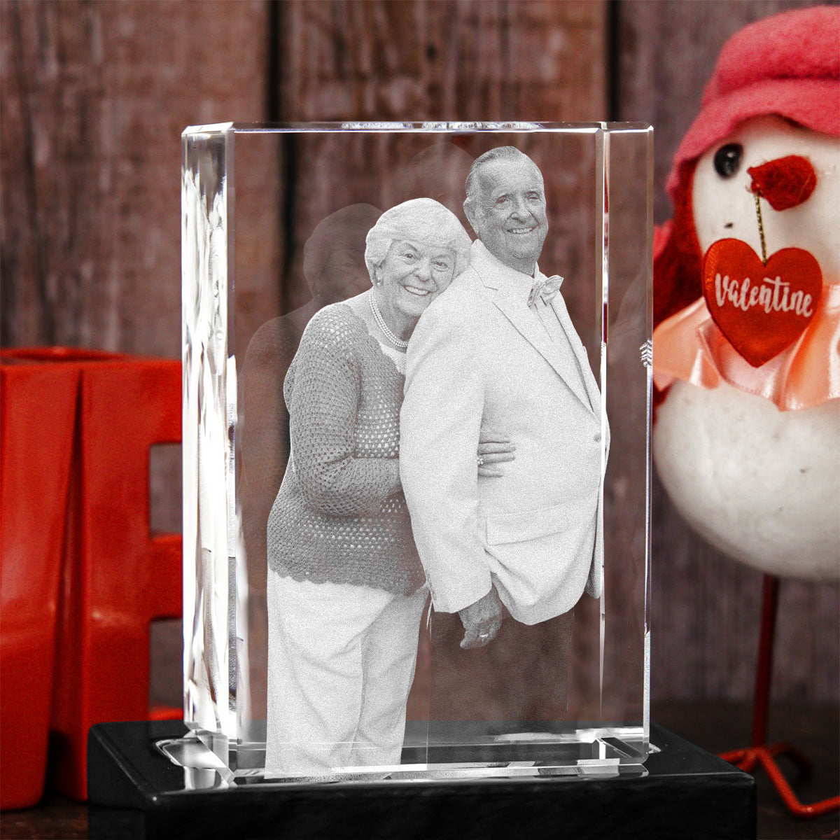 Foto nach Wunsch – Personalisierte Gedenk-Lasergravur, 3D-Kristalllampe in Quaderform