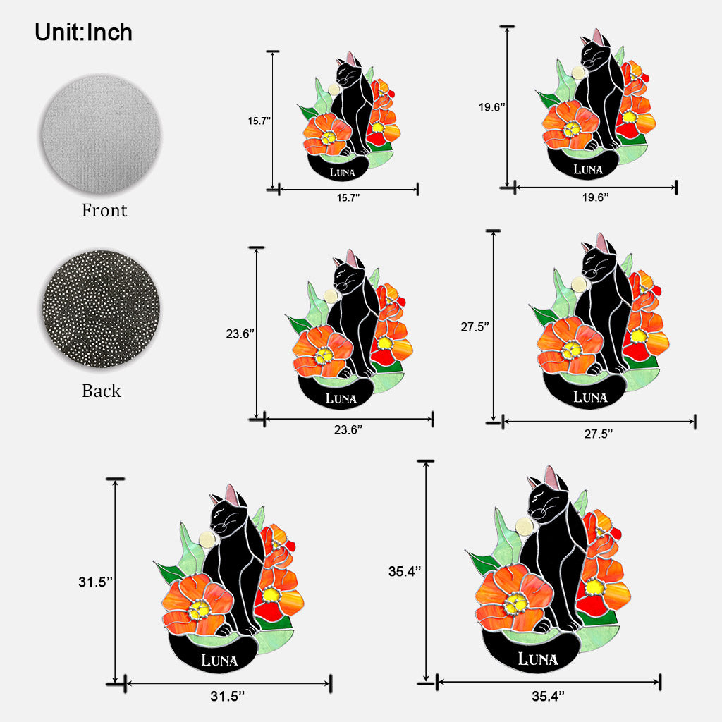 Black Cat - Personalized Black Cat Shaped Doormat