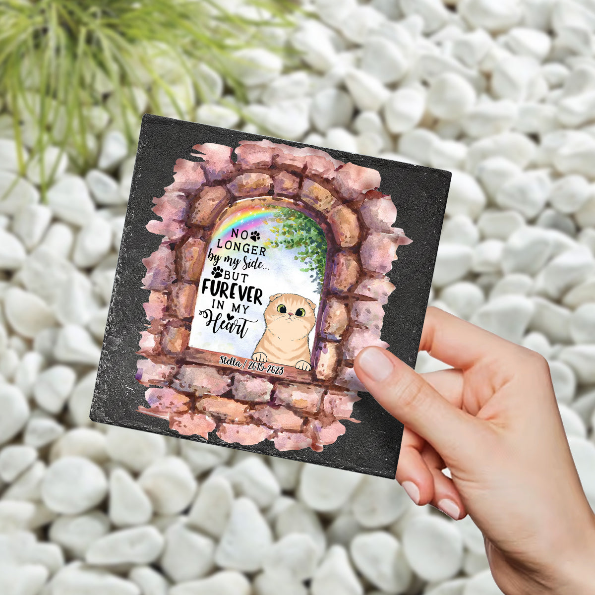Nicht mehr an meiner Seite – Personalisierter quadratischer Stein in Hundeform