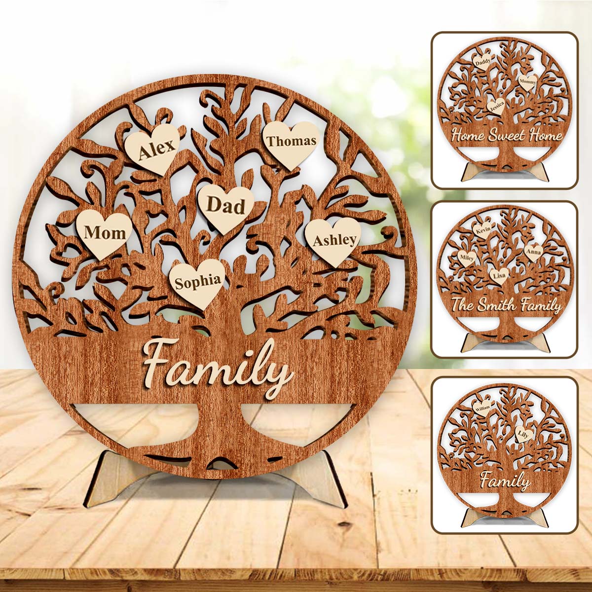 Familie ist für immer – Personalisiertes zweilagiges Holzschild „Familie“ / Holzplakette