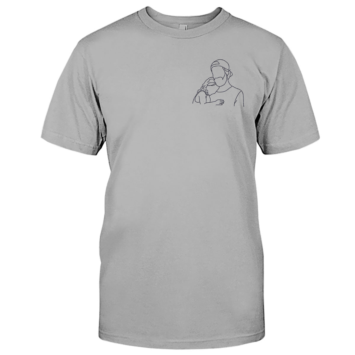 Individuelle Linienzeichnung – Personalisiertes, besticktes Vater-T-Shirt