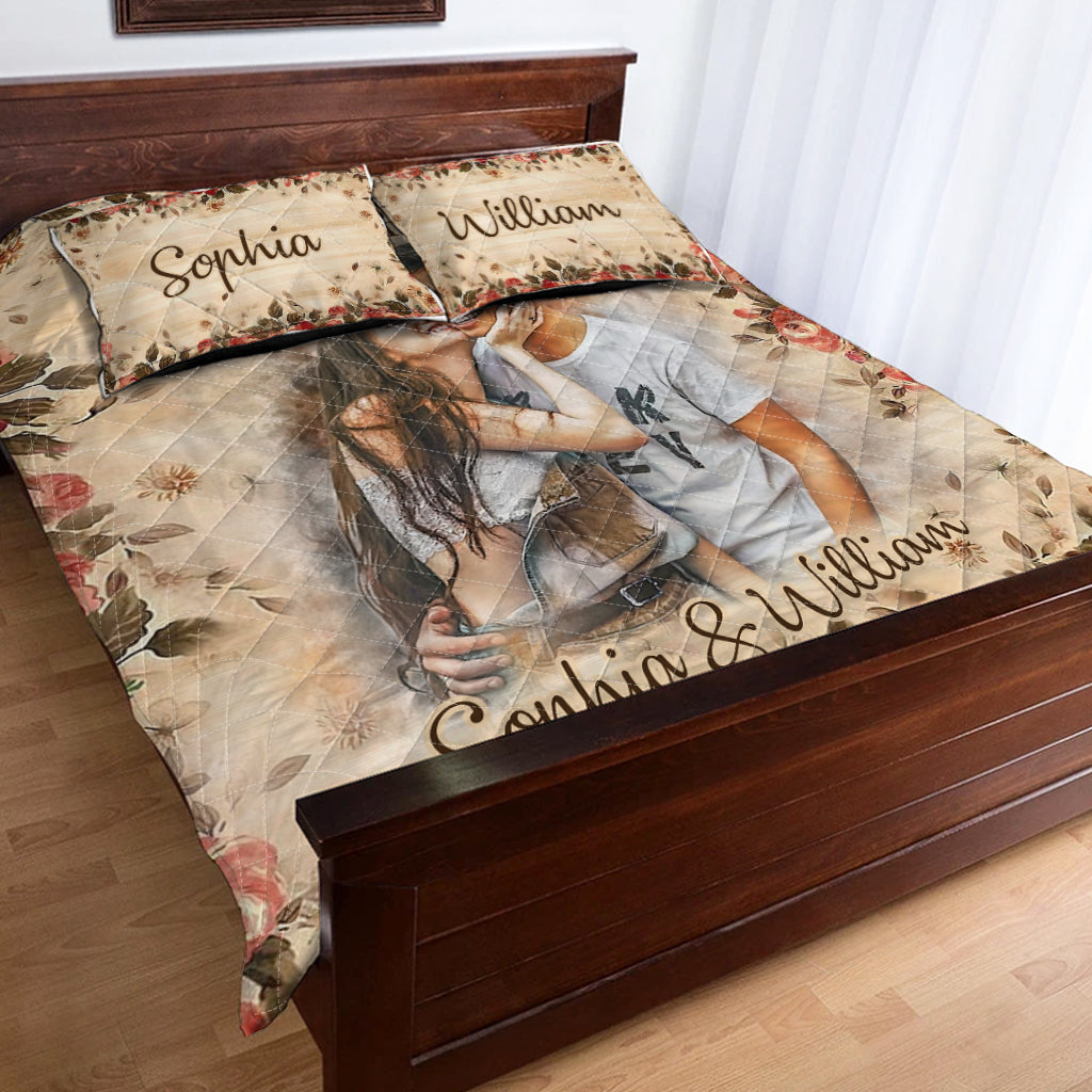 Aquarell-Paar – Personalisiertes Quilt-Set für Paare