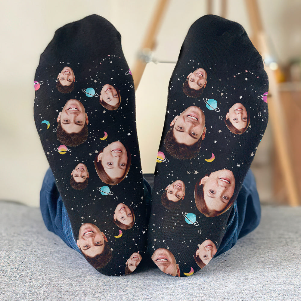 Personalisierte Socken mit Galaxy-Gesichtsmotiven – Partner-Socken