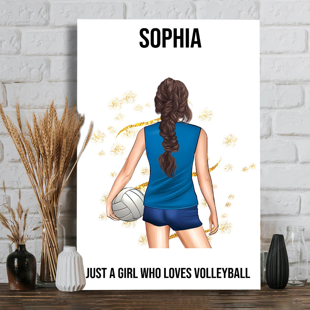 Einfach ein Mädchen, das Volleyball liebt – Personalisierte Volleyball-Leinwand und Poster
