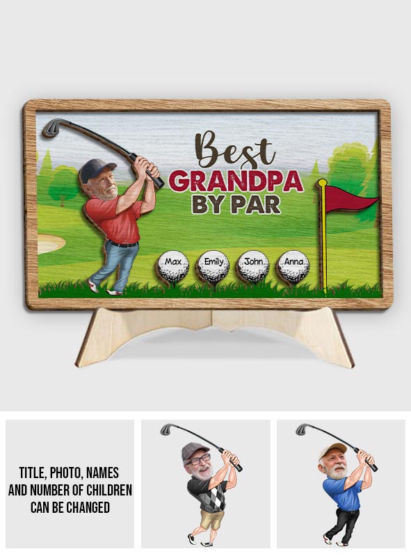 Bester Opa nach Par - Personalisiertes zweilagiges Golf-Holzschild / Holzplakette