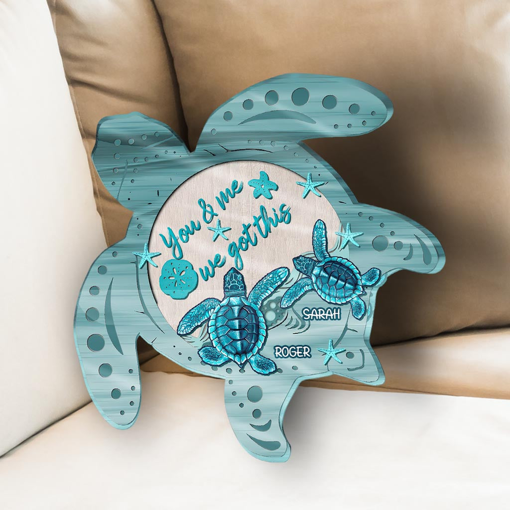 Turtley Awesome Couple - Personalized Turtle Shaped Pillow