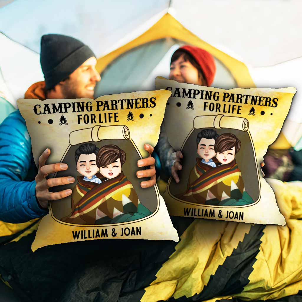 Camping Partners For Life - Personalized Couple Throw Pillow