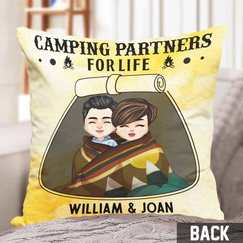 Camping Partners For Life - Personalized Couple Throw Pillow