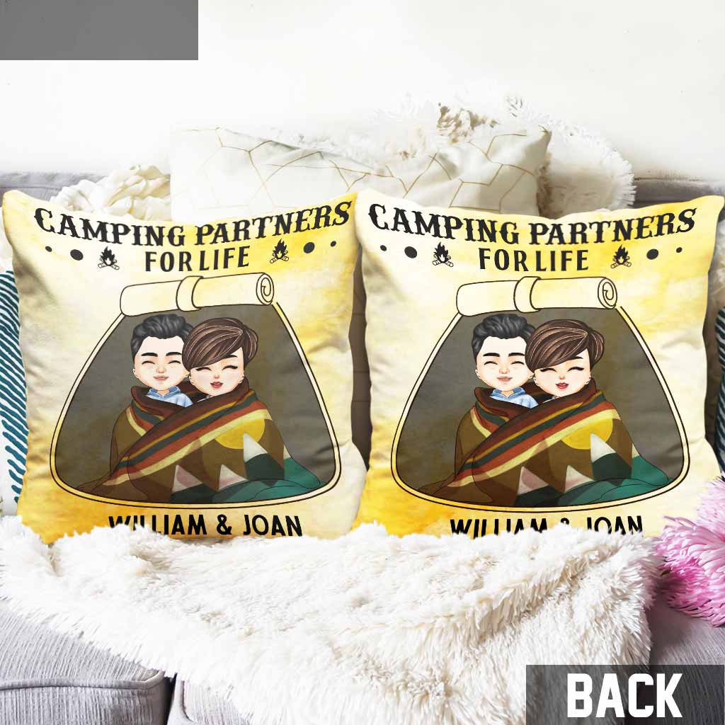 Camping Partners For Life - Personalized Couple Throw Pillow