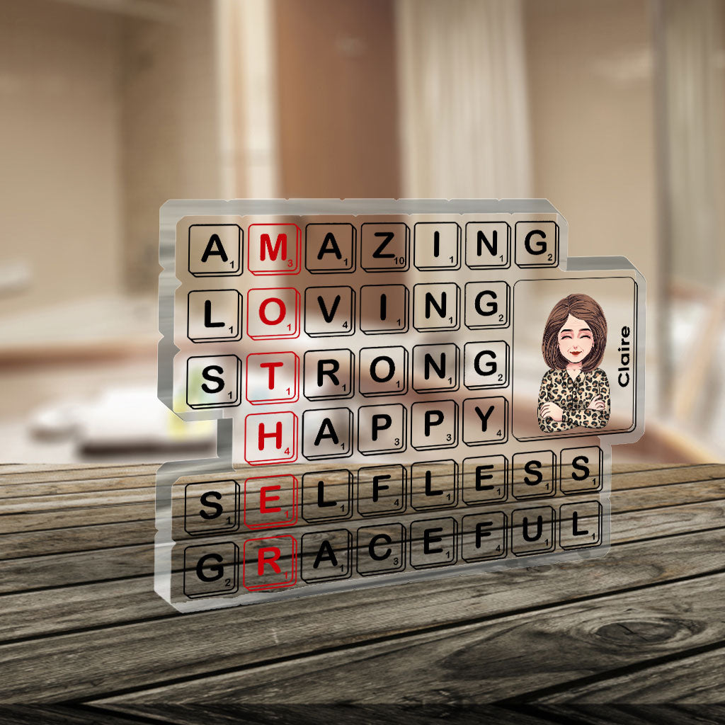 Mom Scrabble Tile - Personalized Mother's Day Mother Custom Shaped Acrylic Plaque