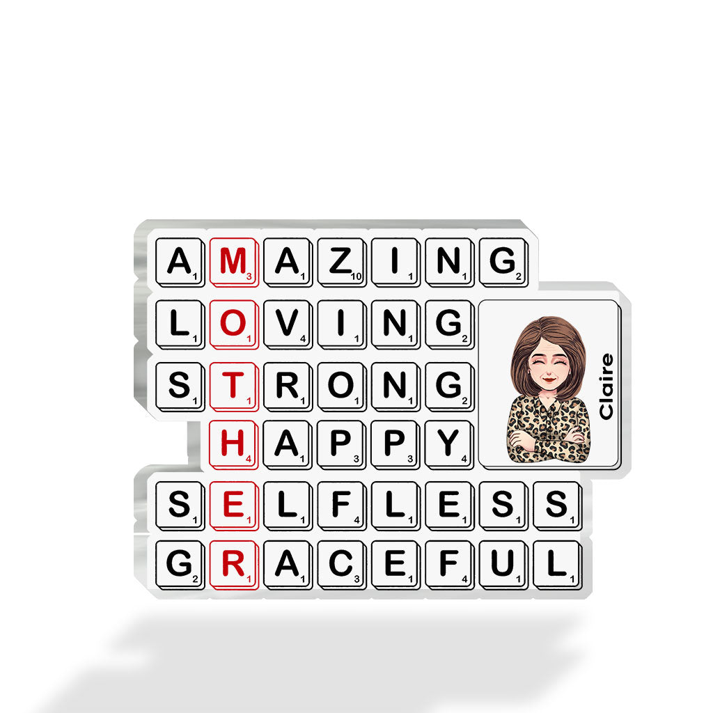Mom Scrabble Tile - Personalized Mother's Day Mother Custom Shaped Acrylic Plaque