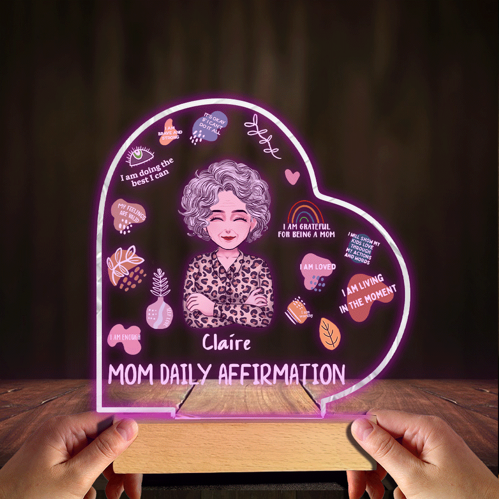 Tägliche Affirmation für Mama – Personalisierte, mutterförmige Leuchtplatte zum Muttertag