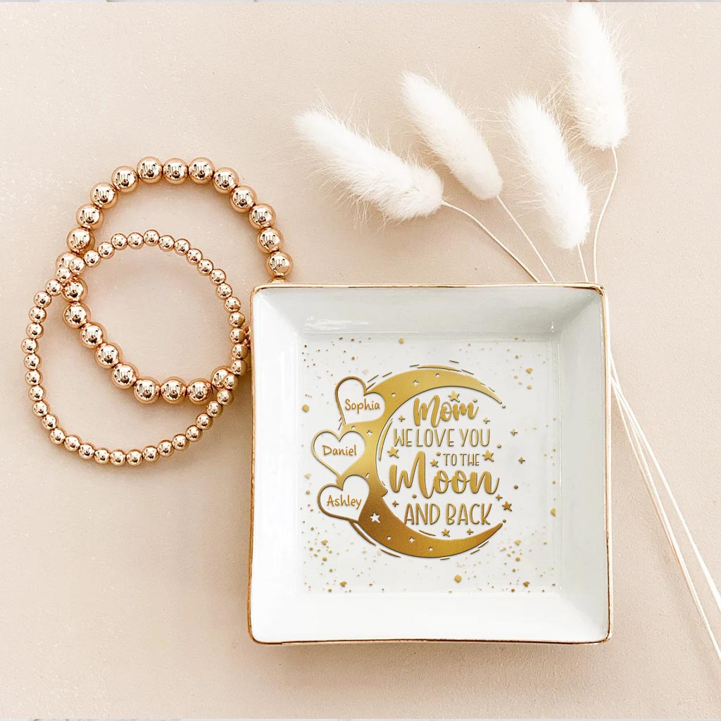 Ich liebe dich bis zum Mond und zurück – Geschenk für Mama, Oma, Opa, Onkel, Tante, Papa – Personalisierte Schmuckschale